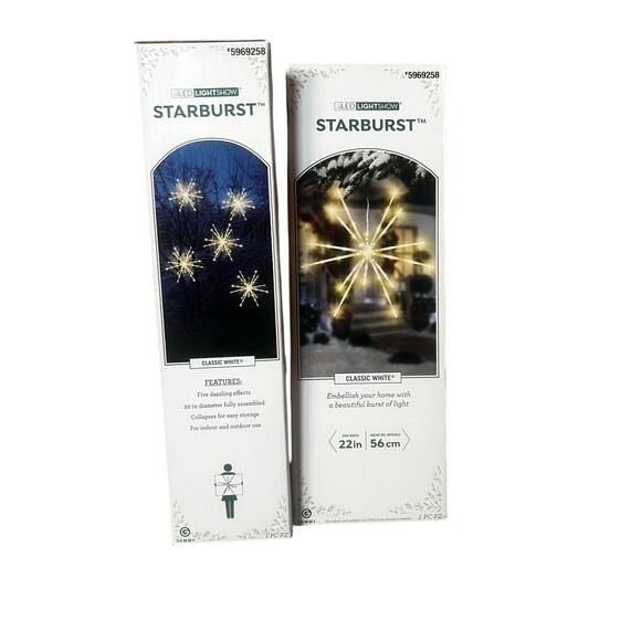 Gemmy LED LightShow 22” Diameter Starburst, classic white,  5 Dazzling Effects - Picture 2 of 4